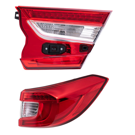 Brock Aftermarket Replacement Passenger Right Tail Light Assembly Set Compatible With 2018-2022 Honda Accord Sedan Touring