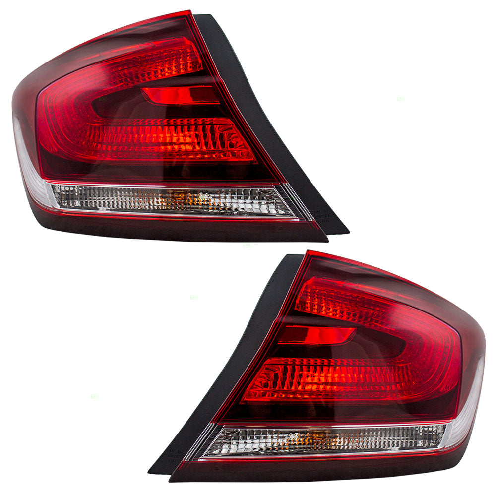 Brock Replacement Driver and Passenger Taillights Quarter Panel Mounted Tail Lamps Compatible with 13-15 Civic 33550-TR0-A51 33500-TR0-A51