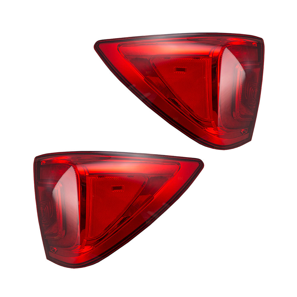 Brock Replacement Pair Set Taillights Tail Lamps Quarter Panel Mounted Compatible with 16-17 Pilot 33550-TG7-A01 33500-TG7-A01