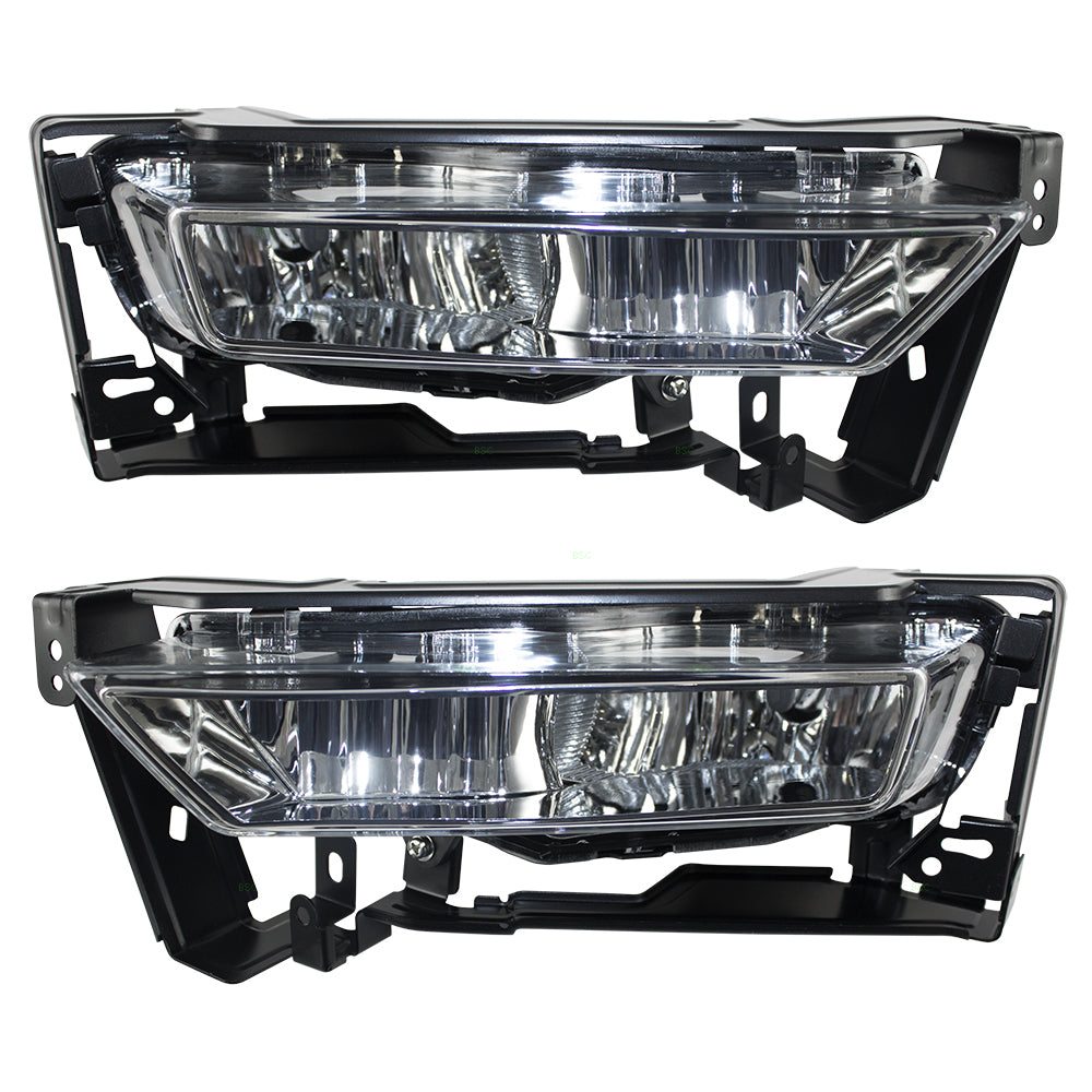 Brock Replacement Pair Set Fog Light Lamp Kits w/ Clear Lens & Bezels, Bulbs Wiring & Switch Compatible with 2013-2015 Accord Sedan