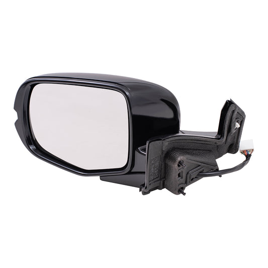 Brock Aftermarket Replacement Driver Left Power Door Mirror Assembly Paint To Match Black Power Folding With Heat-Signal-Memory Without Auto Dimming