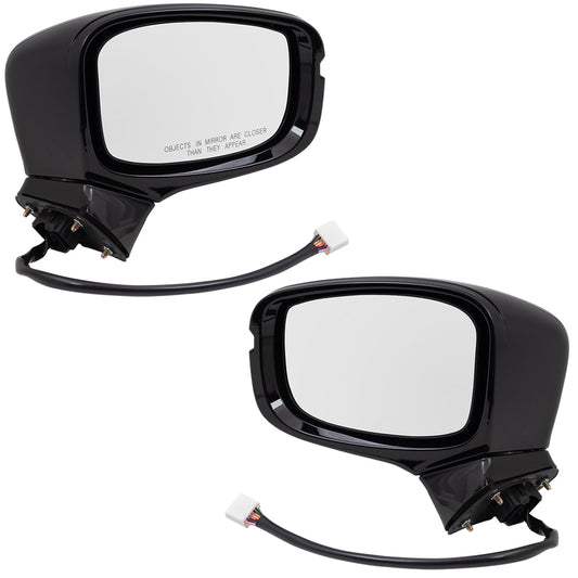 Brock Aftermarket Replacement Driver Left Passenger Right Power Door Mirror Assembly Paint To Match Black Power Folding With Heat-Signal-Memory Without Auto Dimming Set