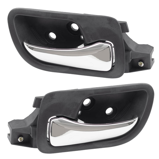 Brock Replacement Pair Set Front Inside Interior Door Handles Chrome Lever w/ Black Housing Compatible with Accord 72160-SDA-A02ZC 72120SDAA02ZC