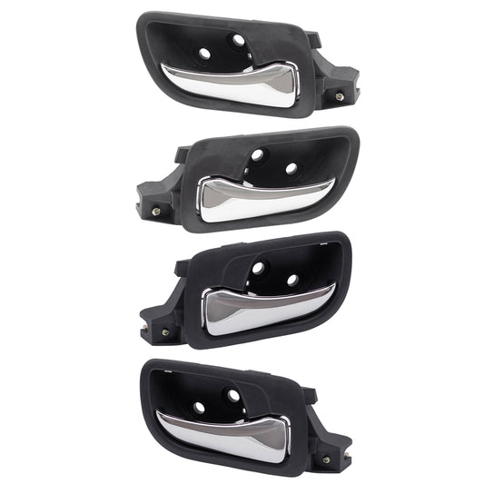 Brock Replacement 4 Pc Set Inside Door Handles Black w/ Chrome Compatible with 2003-2007 Accord