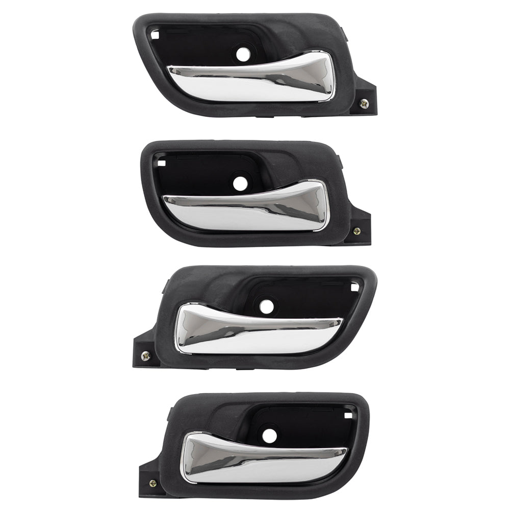 Brock Replacement 4 Pc Set Inside Door Handles Black w/ Chrome Compatible with 2003-2007 Accord