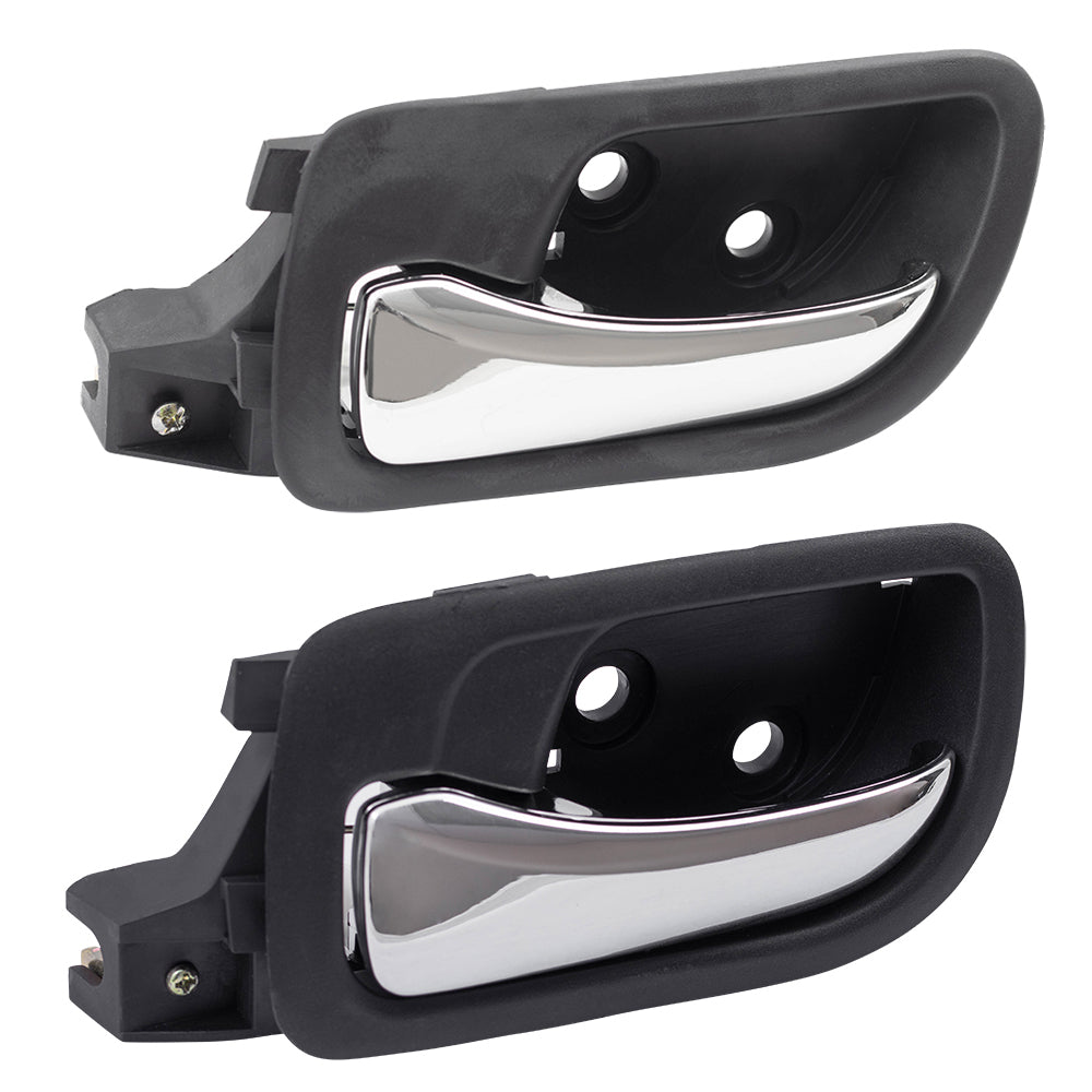 Brock Replacement Drivers Inside Door Handles Black w/ Chrome Compatible with 2003-2007 Accord