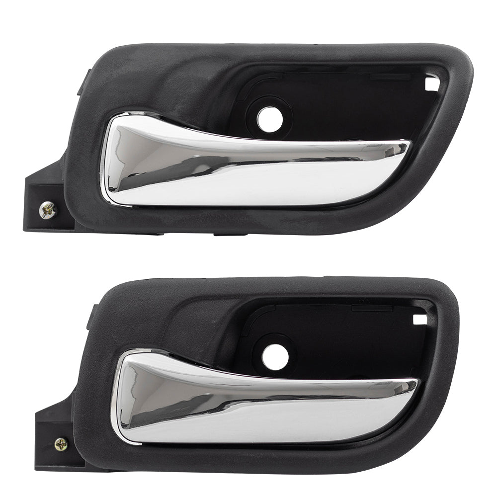 Brock Replacement Drivers Inside Door Handles Black w/ Chrome Compatible with 2003-2007 Accord