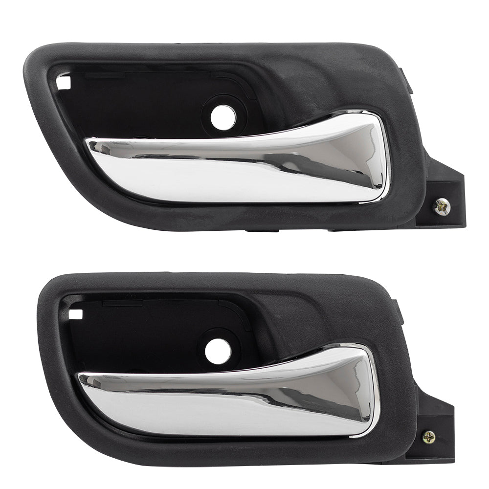 Brock Replacement Passengers Inside Door Handles Black w/ Chrome Compatible with 2003-2007 Accord