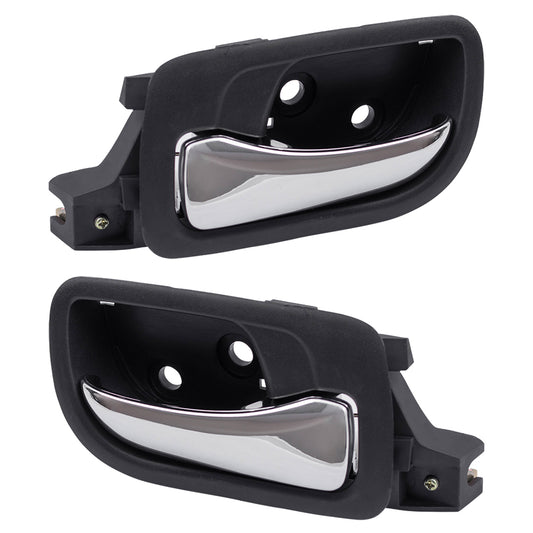 Brock Replacement Pair Set Rear Inside Interior Door Handles Chrome Lever w/ Black Housing Compatible with Accord 72660SDAA02ZA 72620SDAA02ZA