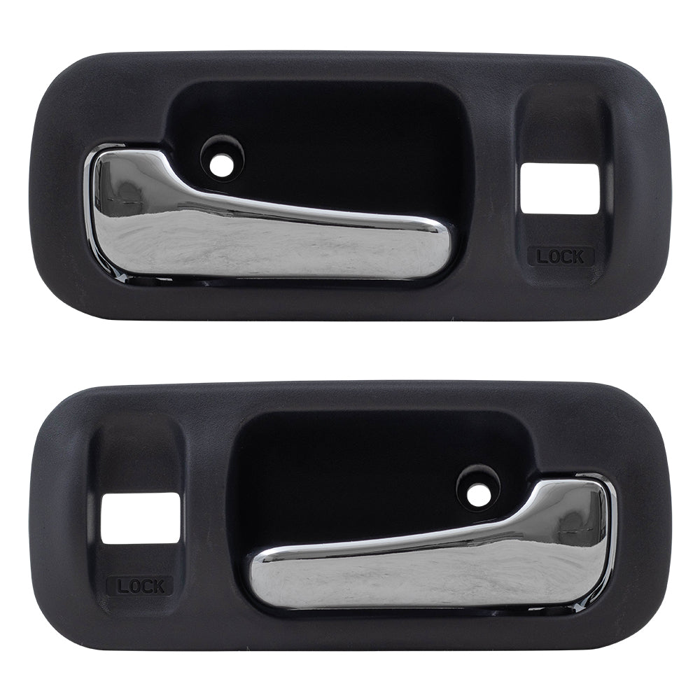 Brock Replacement Pair Set Front Inside Interior Door Handles Gray Bezel w/ Chrome Handles Compatible with 1997-2001 CR-V