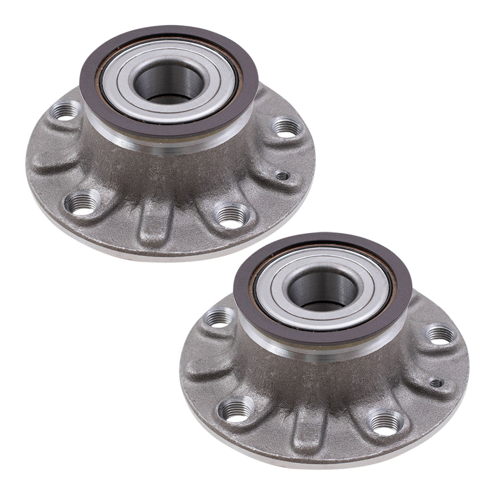 Brock Replacement Set Rear Hubs with Wheel Bearings Compatible with 2006-2019 A3 with Front-Wheel Drive