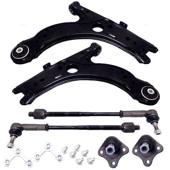 Brock Replacement Front Lower Control Arm Kits with Ball Joint, Bushings and Tie Rods Compatible with 1998-2010 New Beetle 1999-2005 A4 1999-2010 Golf 1999-2010 GTI 1J0422803H