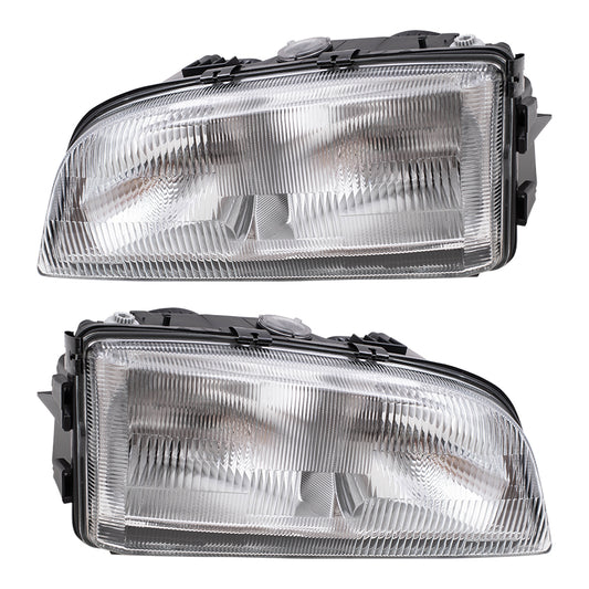 Brock Replacement Driver and Passenger Headlights Headlamps Compatible with C70 S70 V70 Series 86284023 86284031