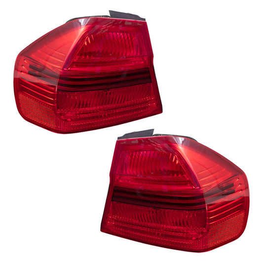 Brock Replacement Driver and Passenger Taillights Quarter Panel Mounted Tail Lamps Compatible with 2006-2008 3 Series Sedan 63217161955 63217161956