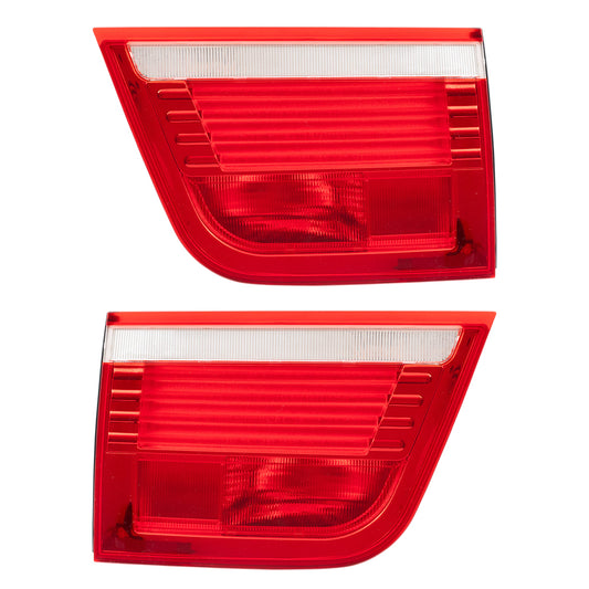 Brock Replacement Pair Tail Lights Compatible with 2007-2010 X5 Driver and Passenger Set Lid Mounted Tail Lamps 63217295339 63217295340