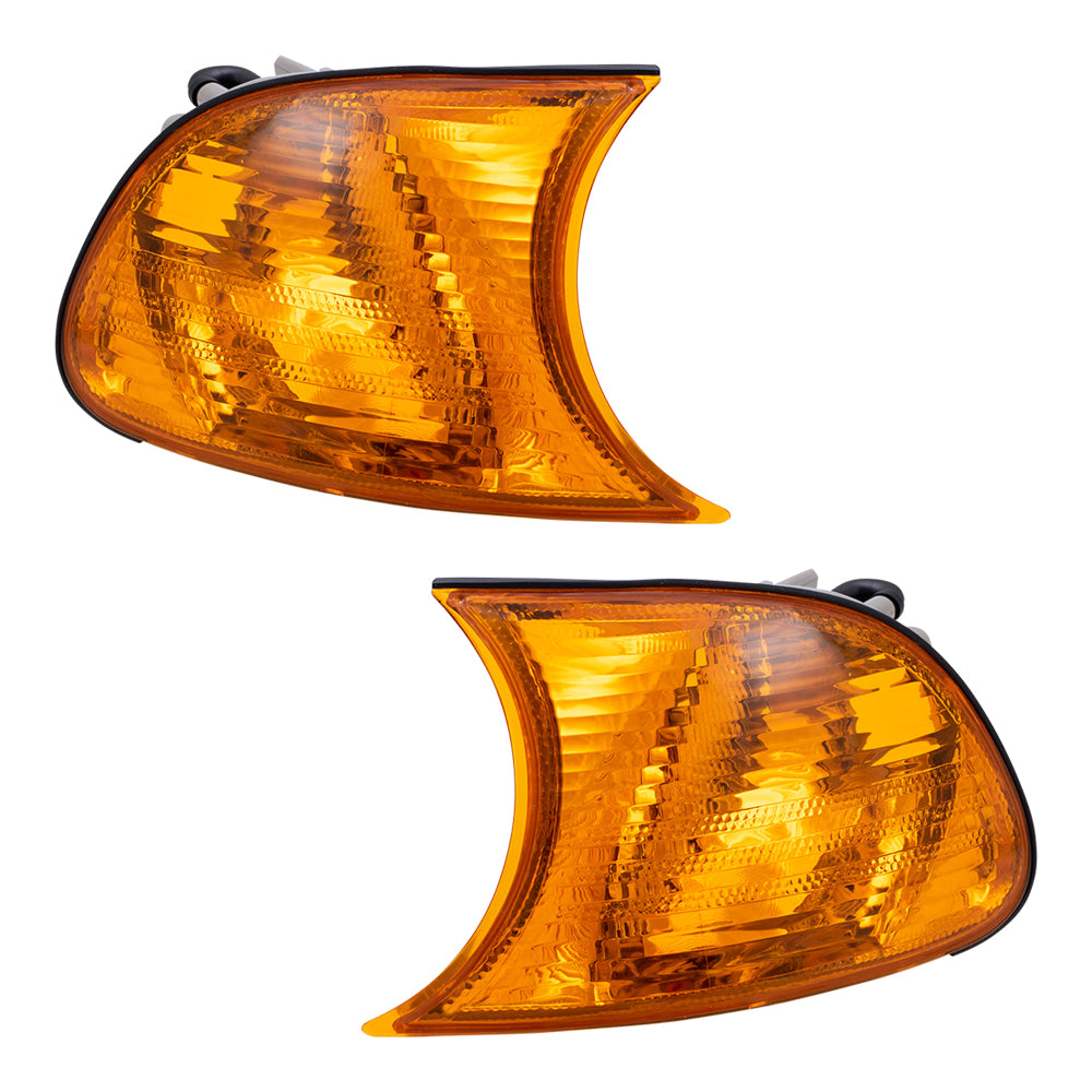 Brock Replacement Driver and Passenger Park Signal Corner Marker Lights Amber Lamps Compatible with 1999-2001 3 Series E46 Coupe & Convertible 63126904299 63126904300