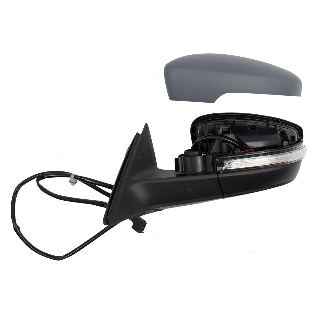 Brock Replacement Pair Set Power Side View Mirrors Heated Signal w/ Gray Caps Compatible with 2012 2013 2014 2015 Passat 561857507R9B9 561857508R9B9