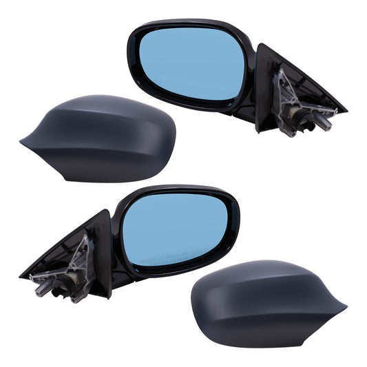 Brock Replacement Set Driver and Passenger Power Folding Side Mirrors Heated Memory Reverse Tilt Shadow Line Blue Glass Compatible with 2009-2012 328i 328xi E91 Wagon