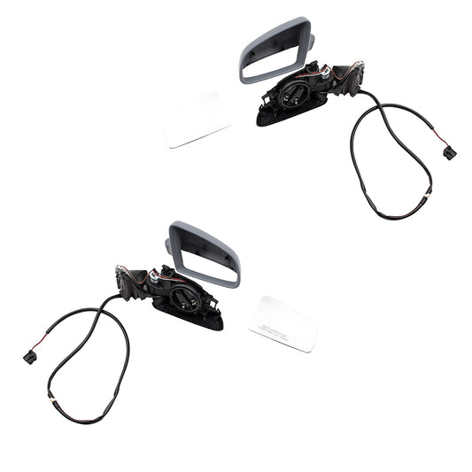 Brock Replacement Pair Set Power Side View Mirrors Heated PTM Gray Compatible with A4 RS4 S4