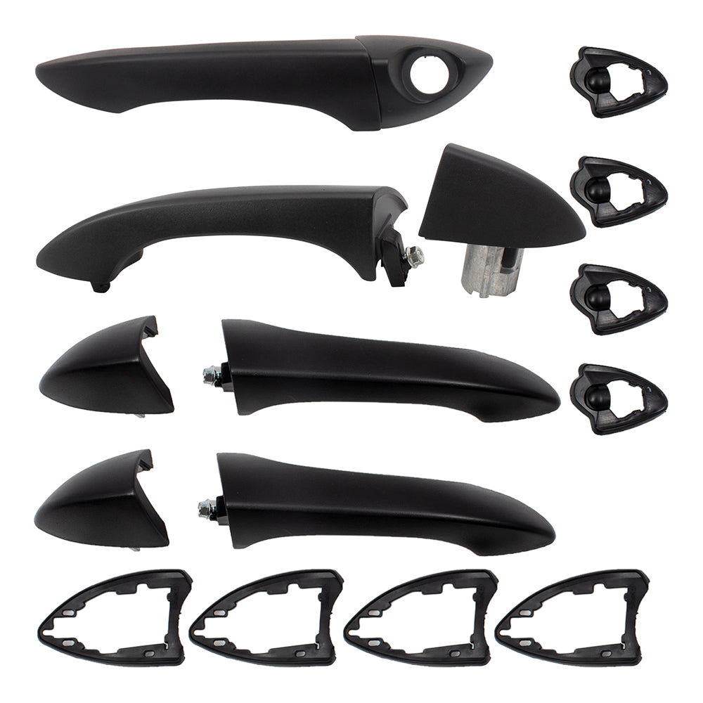 Brock Replacement Driver and Passenger Side Outside Door Handles Textured Black 4 Piece Set Compatible with 2000-2006 X5