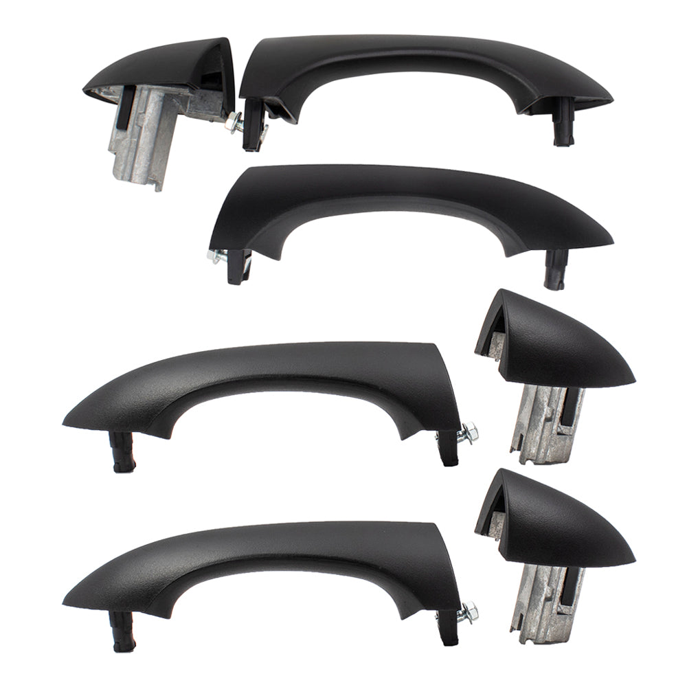 Brock Replacement Driver and Passenger Side Outside Door Handles Textured Black 4 Piece Set Compatible with 2000-2006 X5