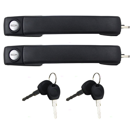 Brock Replacement Front Outside Black Door Handle with Lock Cylinder and 2 Keys Set Comaptible with 1993-1999 Golf 1993-1998 A3 1999 A4 1995-1999 Cabrio 1HM8372073FZ