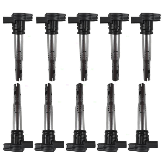 Brock Replacement 10 Piece Set Ignition Spark Plug Coil Compatible with 2012 R8 2007-2013 Gallardo 10 cyl 5C1684 178-8445