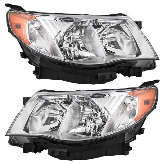 Brock Replacement Driver and Passenger Halogen Headlights Headlamps Compatible with 2009-2013 Forester 84001SC071 84001SC061