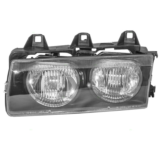 Brock Replacement Drivers Headlight Headlamp Lens Compatible with 1992-1999 3 Series E36 63121387861