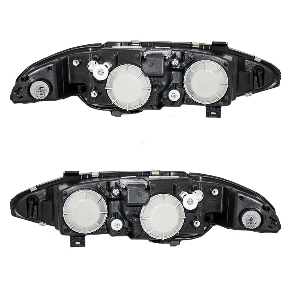 Brock Replacement Driver and Passenger Halogen Headlights Headlamps Compatible with 1997 1998 1999 Eclipse MR485143 MR485144