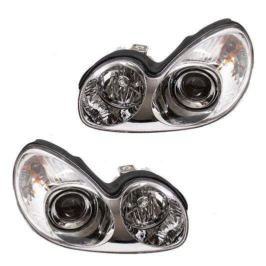 Brock Replacement Pair Set Halogen Combination Headlights Headlamps Compatible with 02-05 Sonata 92101-3D050 92102-3D050