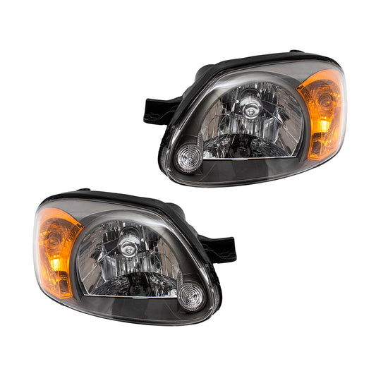 Brock Replacement Driver and Passenger Headlights Headlamps Compatible with 2003-2005 Accent 92101-25550 92102-25550