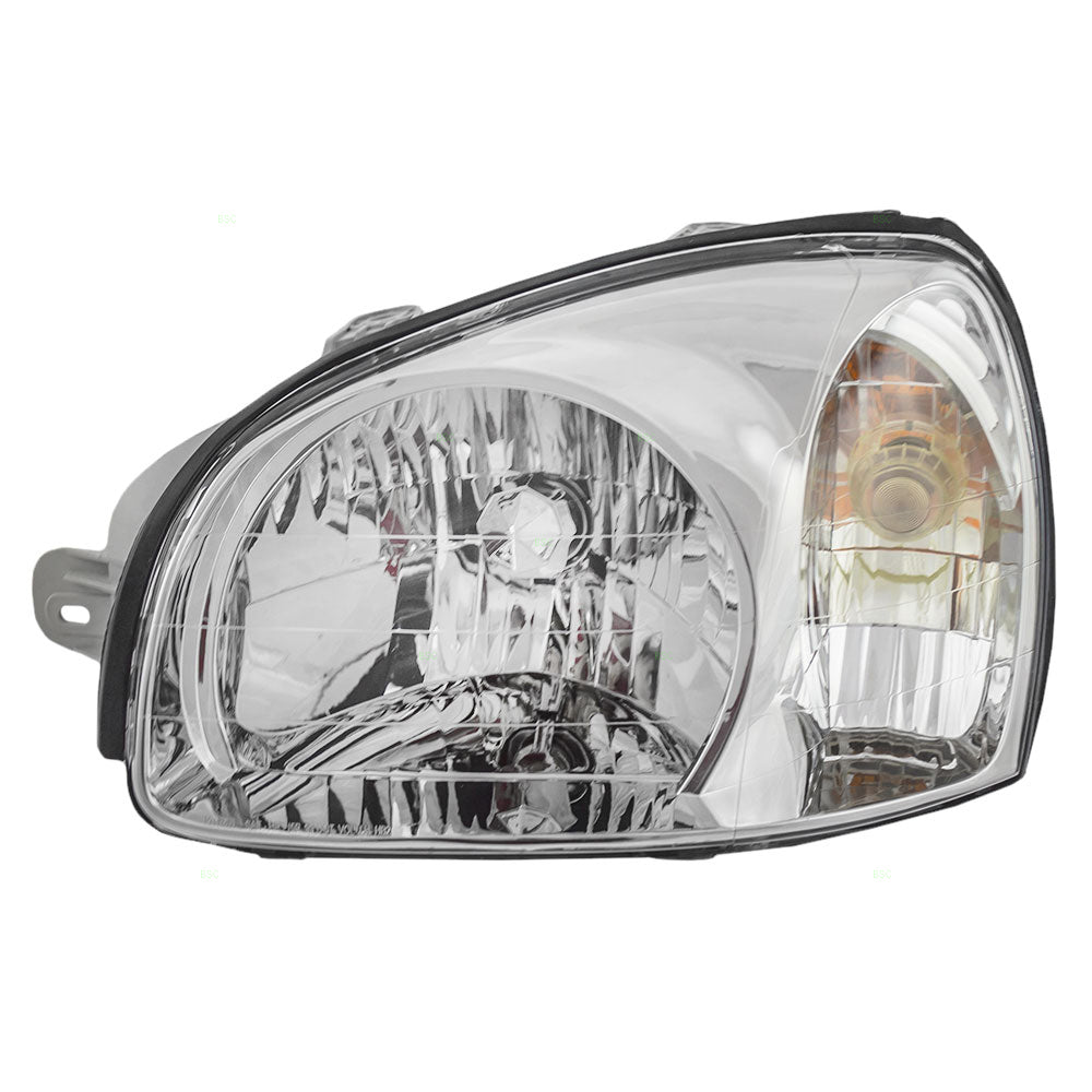 Brock Replacement Drivers Headlight Headlamp Compatible with 2001 2002 2003 Santa Fe 92101-26050