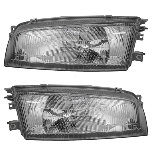 Brock Replacement Driver and Passenger Headlights Headlamps Compatible with 97-01 Mirage MR476689 MR476690