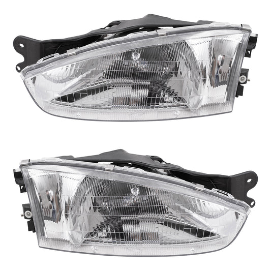 Brock Replacement for Driver and Passenger Headlights Headlamps Compatible with 97-02 Mirage MR296307 MR296308