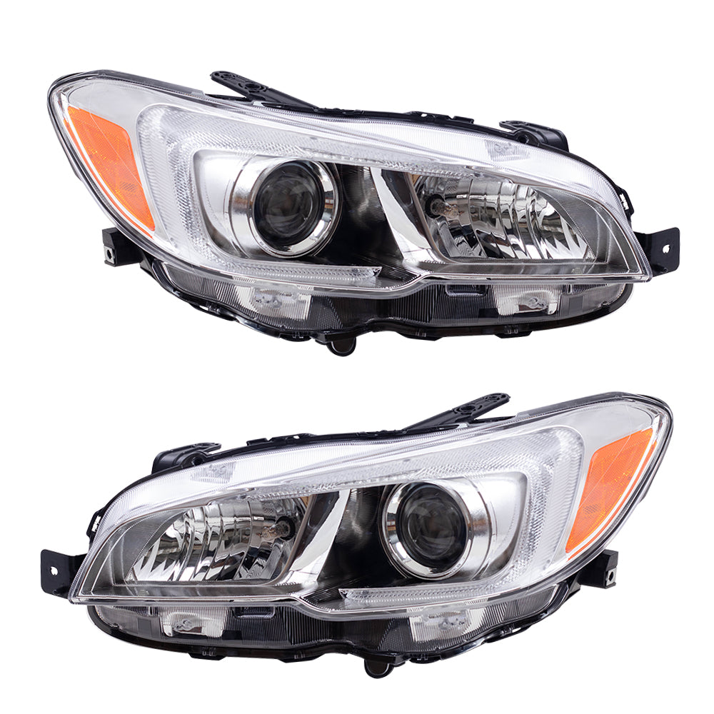 Brock Replacement Pair Halogen Headlights Compatible with 2015-2021 WRX