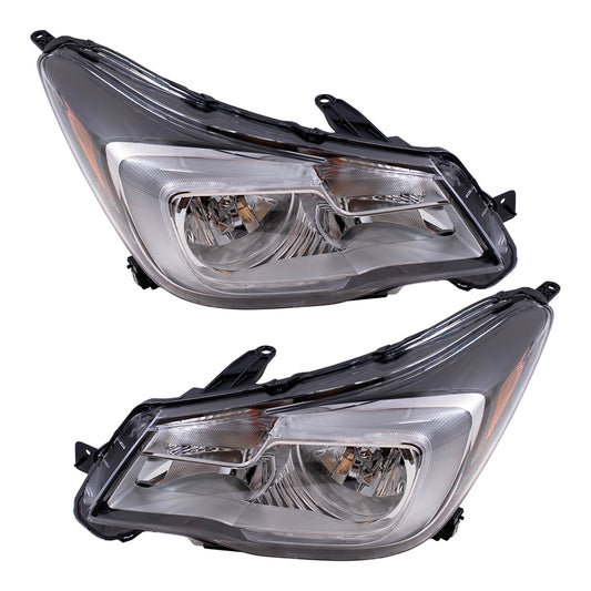 Brock Replacement Driver and Passenger Side Halogen Combination Headlight Assemblies Compatible with 17-18 Forester