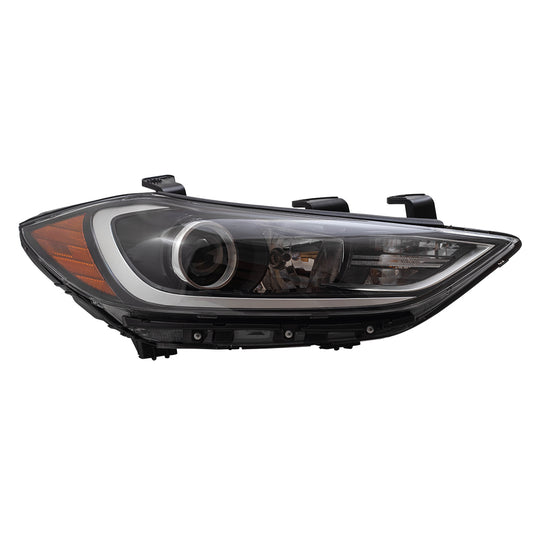 Brock Replacement Headlight Assembly Passengers Halogen Headlamp w/ Daytime Running Lights Compatible with 2017-2018 Elantra Sedan 92102-F3010 92102F3010