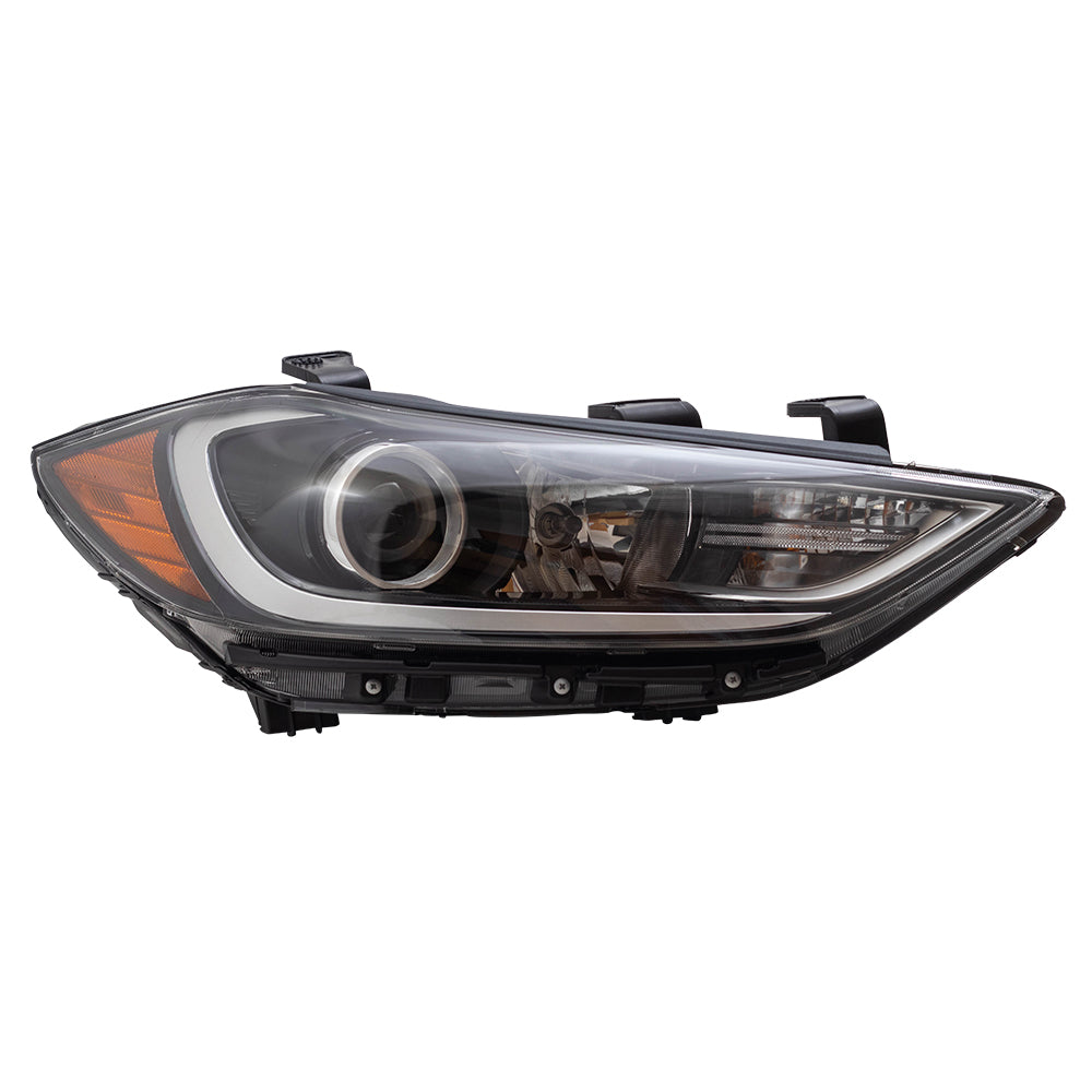 Brock Replacement Headlight Assembly Passengers Halogen Headlamp Compatible with 2017-2018 Elantra Sedan 92102F3000 92102-F3000