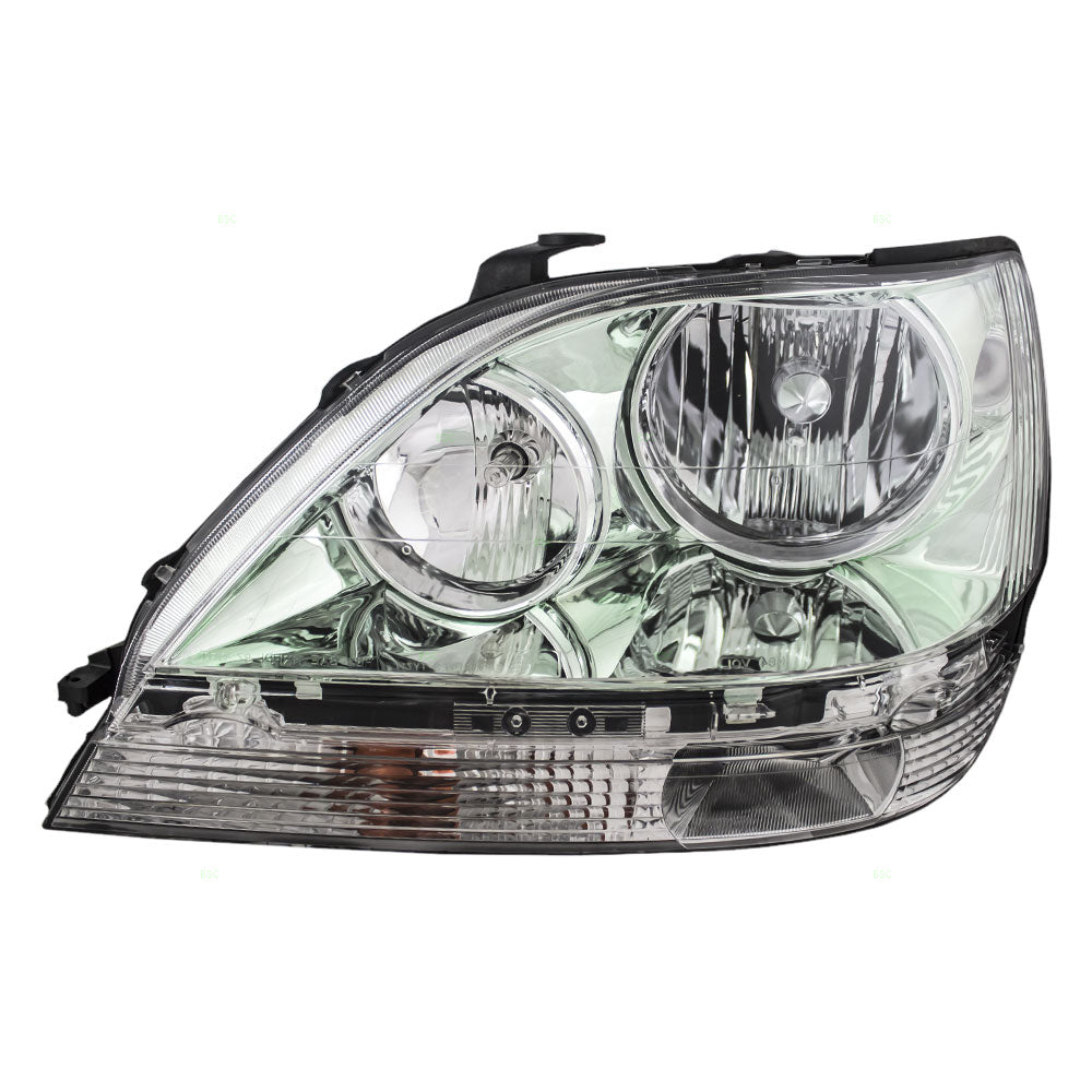 Brock Replacement Drivers Halogen Combination Headlight Headlamp w/ Chrome Bezel Compatible with 99-03 RX300 81150-48080