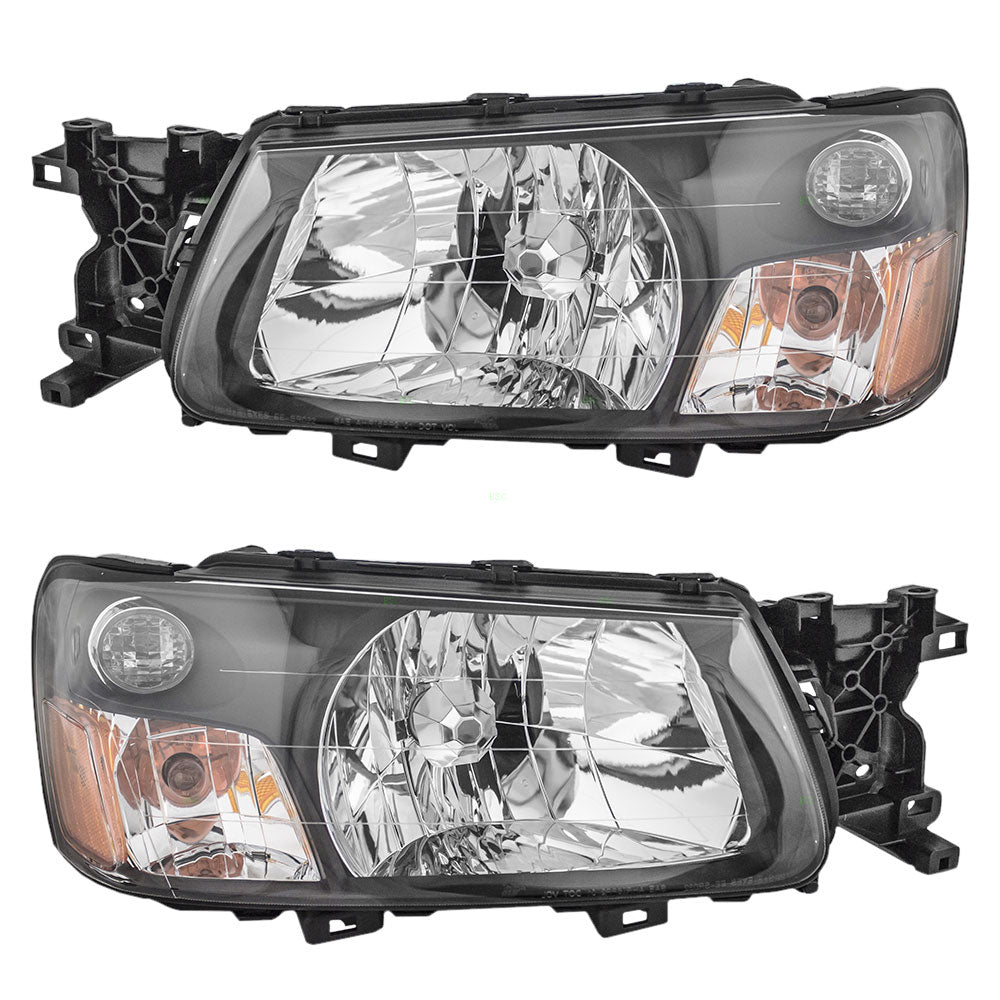 Brock Replacement Driver and Passenger Headlights Headlamps Compatible with 2003-2004 Forester 84001SA030 84001SA020