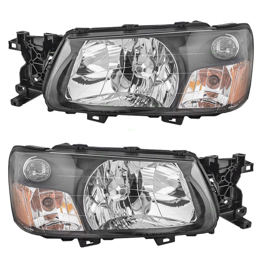 Brock Replacement Driver and Passenger Headlights Headlamps Compatible with 2003-2004 Forester 84001SA030 84001SA020