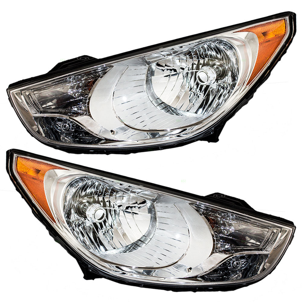 Brock Replacement Driver and Passenger Headlights Headlamps Compatible with 2010-2013 Tucson SUV 92101-2S050 92102-2S050