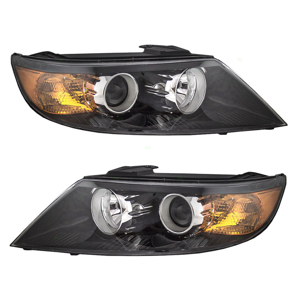 Brock Replacement Driver and Passenger Halogen Headlights Headlamps Compatible with 2011-2013 Sorento SUV 92101-1U200 92102-1U200