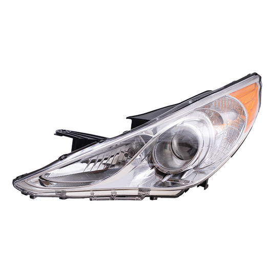 Brock Replacement Drivers Halogen Combination Headlight Headlamp with Dark Chrome Housing Compatible with 11-14 Sonata 921013Q100