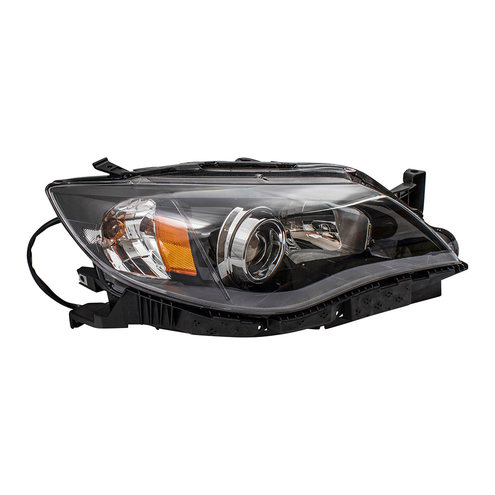 Brock Replacement Passengers Halogen Headlight Headlamp with Black Bezel Compatible with 2008-2011 Impreza & WRX 84001FG241