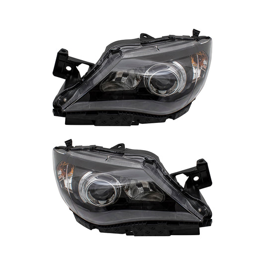 Brock Replacement Driver and Passenger Halogen Headlights Headlamps with Black Bezels Compatible with 2008-2011 Impreza & WRX 84001FG251 84001FG241