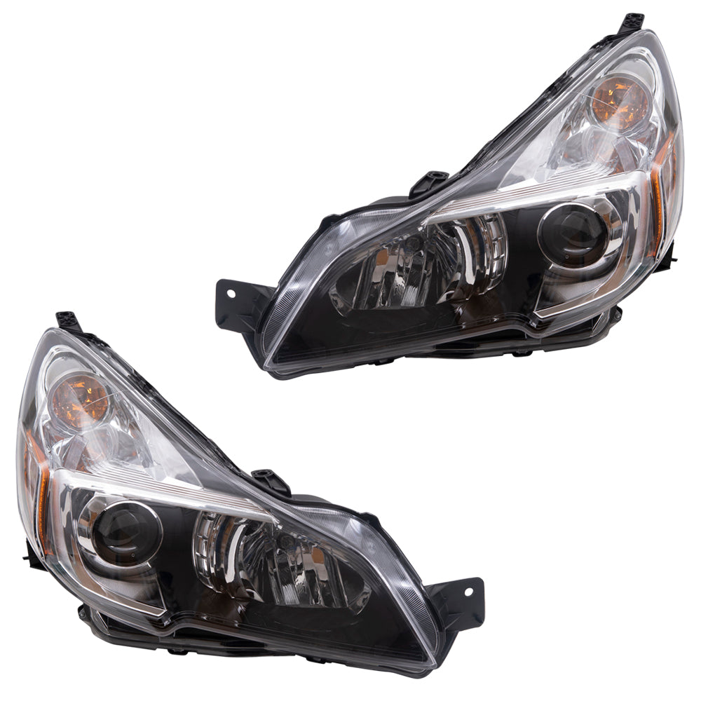 Brock Aftermarket Replacement Driver Left Passenger Right Halogen Combination Headlight Assembly With Black Bezel Compatible With 2013-2014 Subaru Outback