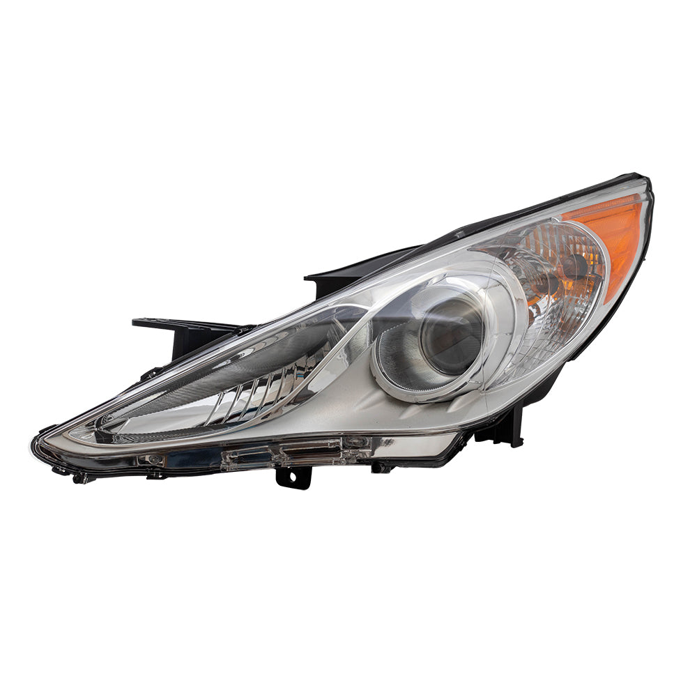 Brock Replacement Drivers Headlight Headlamp with Bright Chrome Housing Compatible with 2011-2014 Sonatai 921013Q000