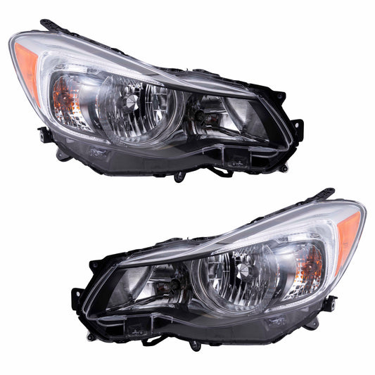 Brock Replacement Pair Set Halogen Headlights Headlamps Compatible with 12-14 Impreza 13-15 XV Crosstrek & Hybrid 84001FJ091 84001FJ090